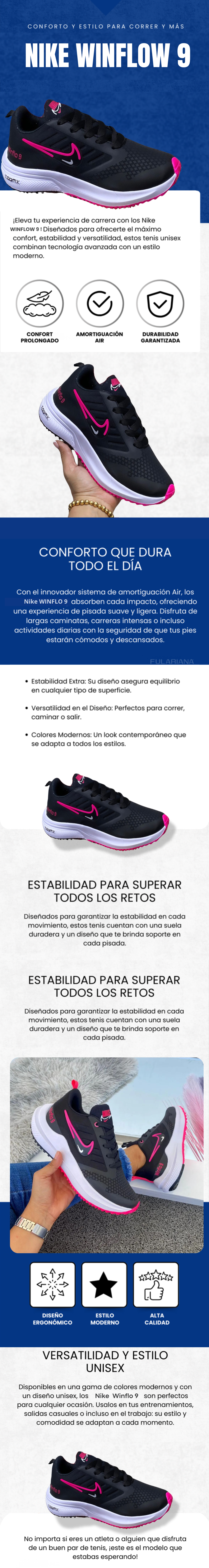 Tenis Winflo 9 Fucsia Dama 9 NIKE ZOOM 3