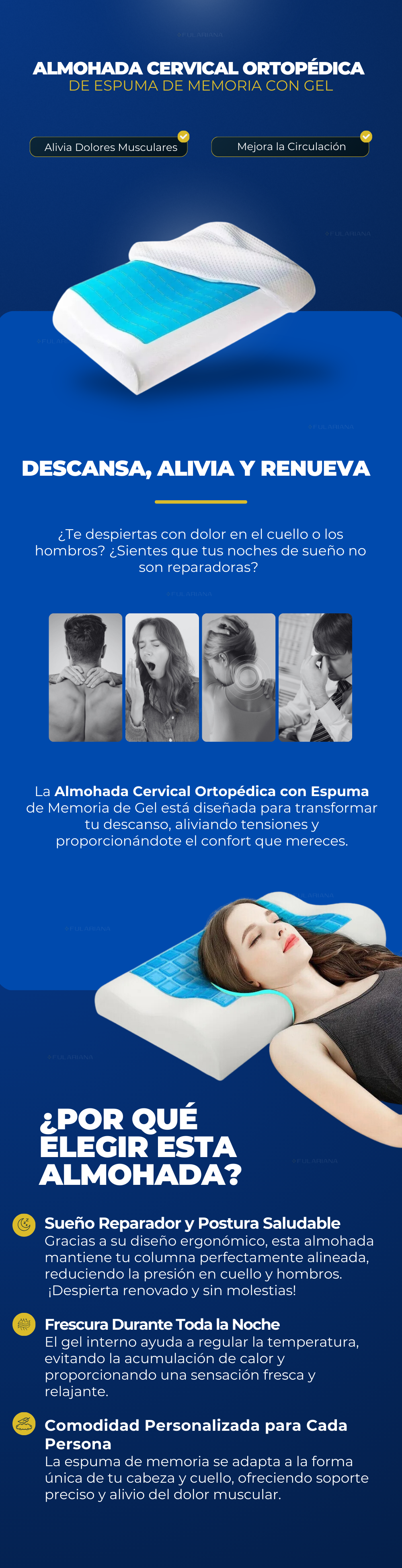 Almohada Cervical Ortopédica con Espuma de Memoria de Gel 16 VICENTE ALMOHADA PART1