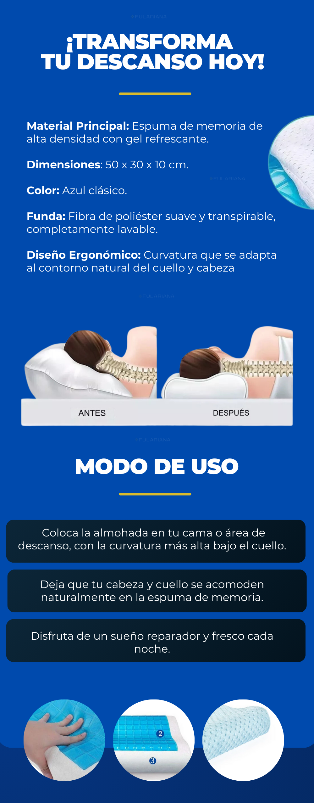 Almohada Cervical Ortopédica con Espuma de Memoria de Gel 18 VICENTE ALMOHADA PART2 1