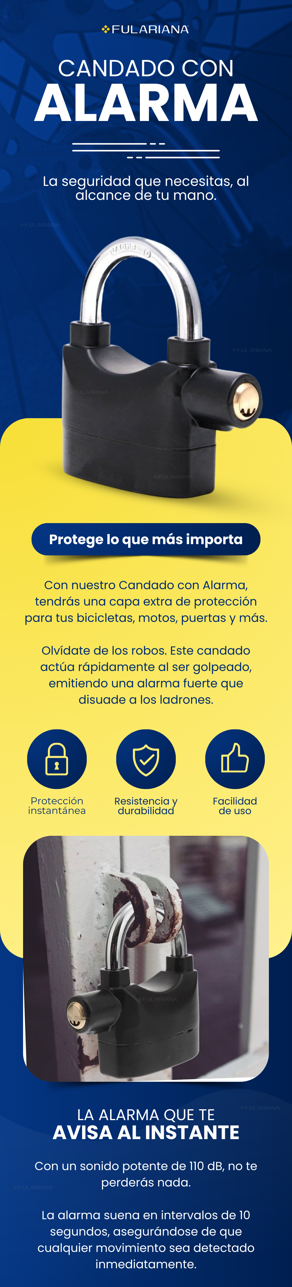 Candado con Alarma Motos Bicicletas Segurida 14 1 LP CANDADO COM ALARMA VICENTE