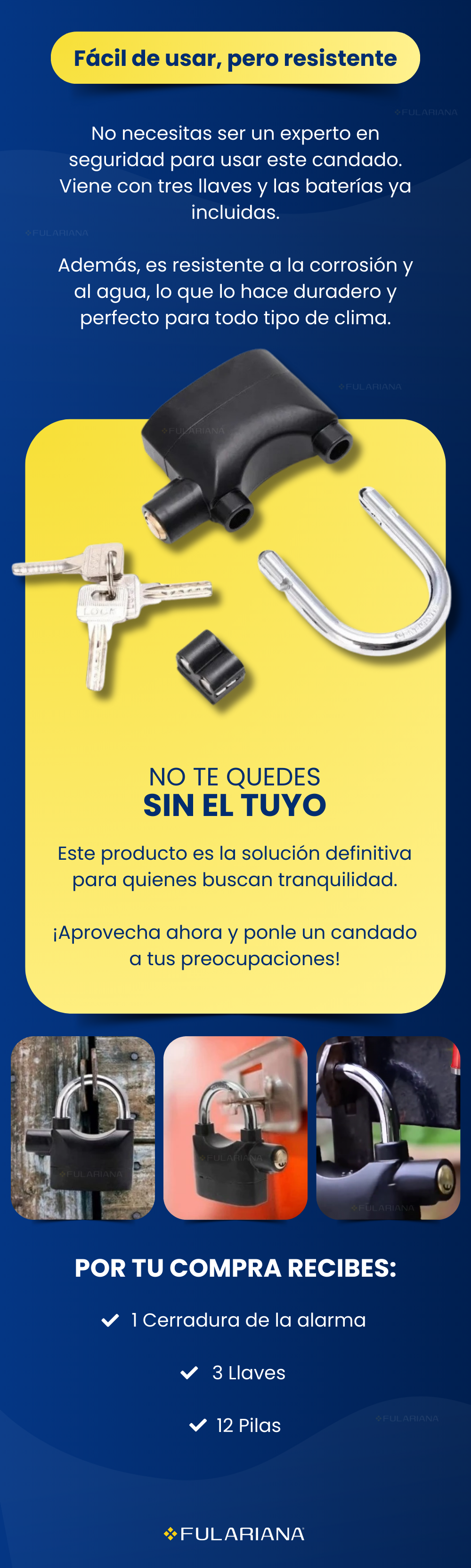 Candado con Alarma Motos Bicicletas Segurida 16 2 LP CANDADO COM ALARMA VICENTE 1