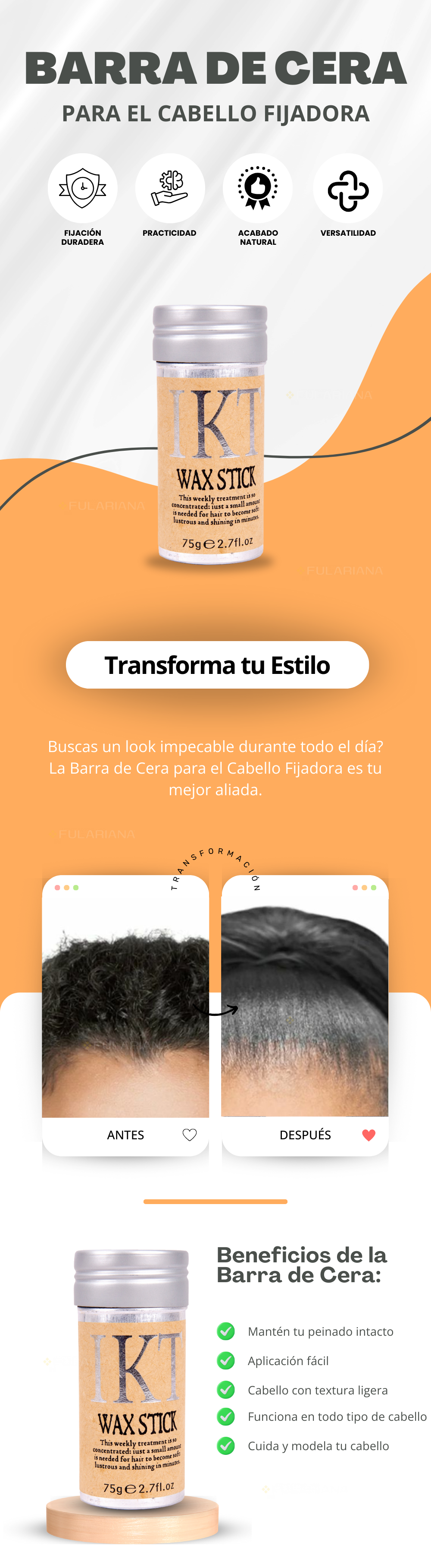 Barra de cera para el cabello fijadora 4 LP BARRADE CERA VICENTE PART 1