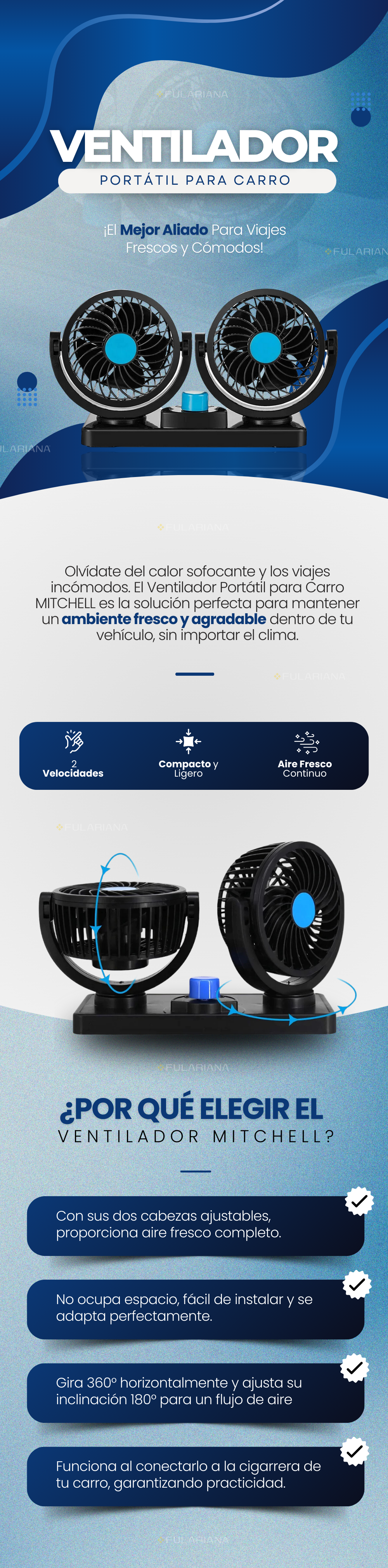 Ventilador Portatil Para Carro MITCHELL 12 VENTILADOR PORTATIL PARA CARRO VICENTE PART1