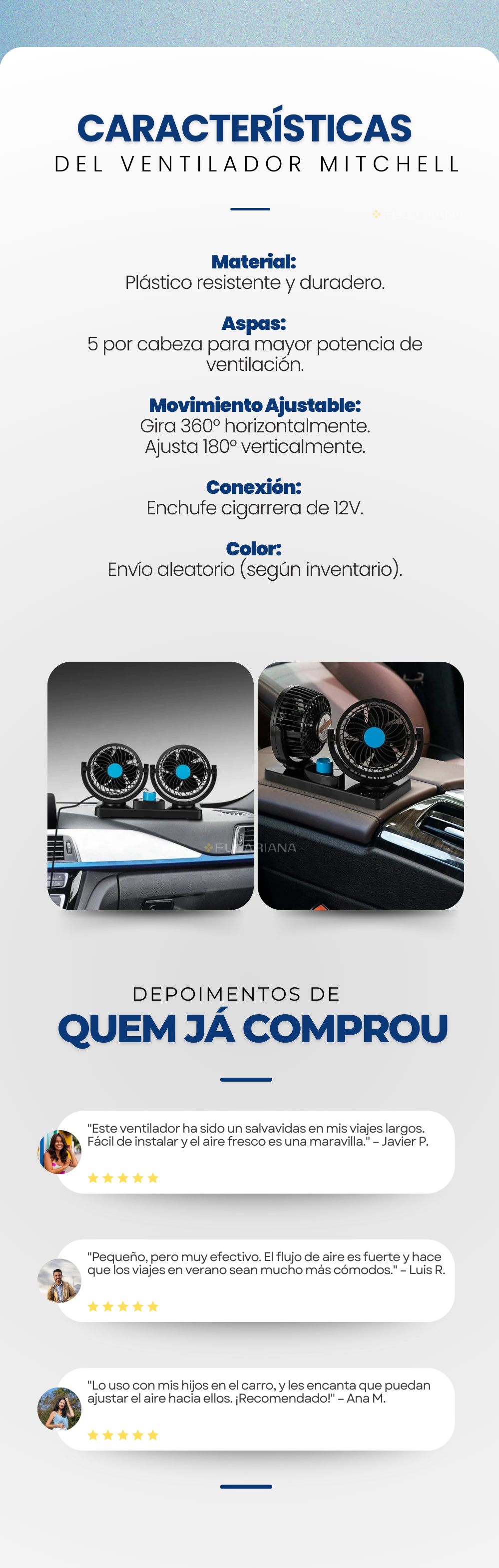 Ventilador Portatil Para Carro MITCHELL 14 VENTILADOR PORTATIL PARA CARRO VICENTE PART2