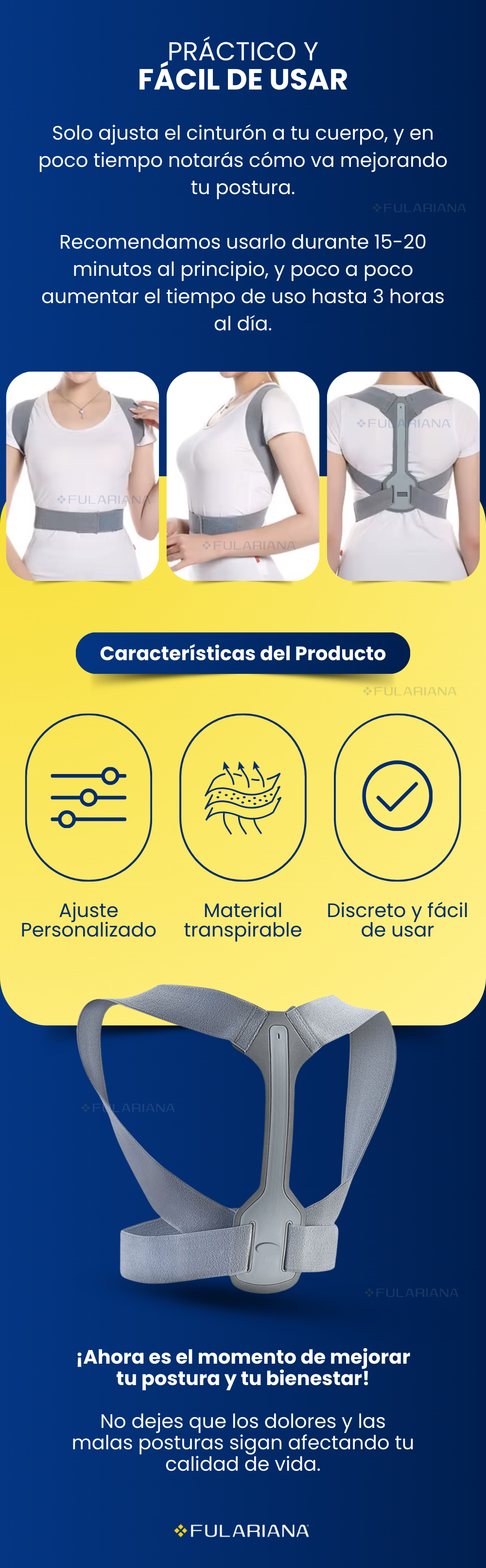 Corrector De Postura Ajustable Unisex 15 2 LP CORRECTOR DE POSTURA VICENTE 2